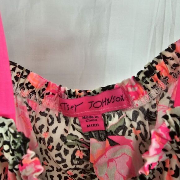 Betsey Johnson Leopard And Flowers Girls Size Medium (10) Top Only - Picture 4 of 7